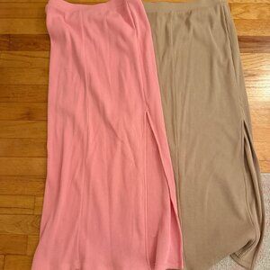 Two Fitted Ribbed Maxi Skirts